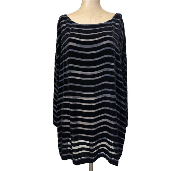 Eileen Fisher Velvet Burnout Stripe Longline Tunic - Picture 4 of 7